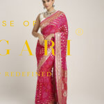 Deep Pink Designer Khadi Saree
