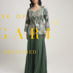 3 Piece Garara Set Handwork Blouse With Jacket